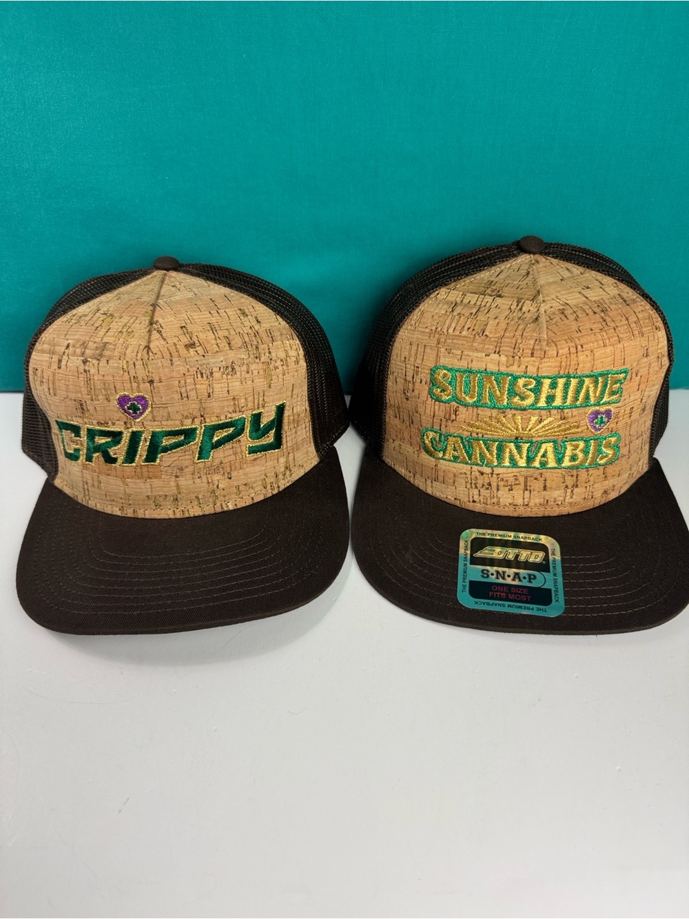 Sunshine Cannabis Grippy Cork Front Trucker Snapback Hats Set